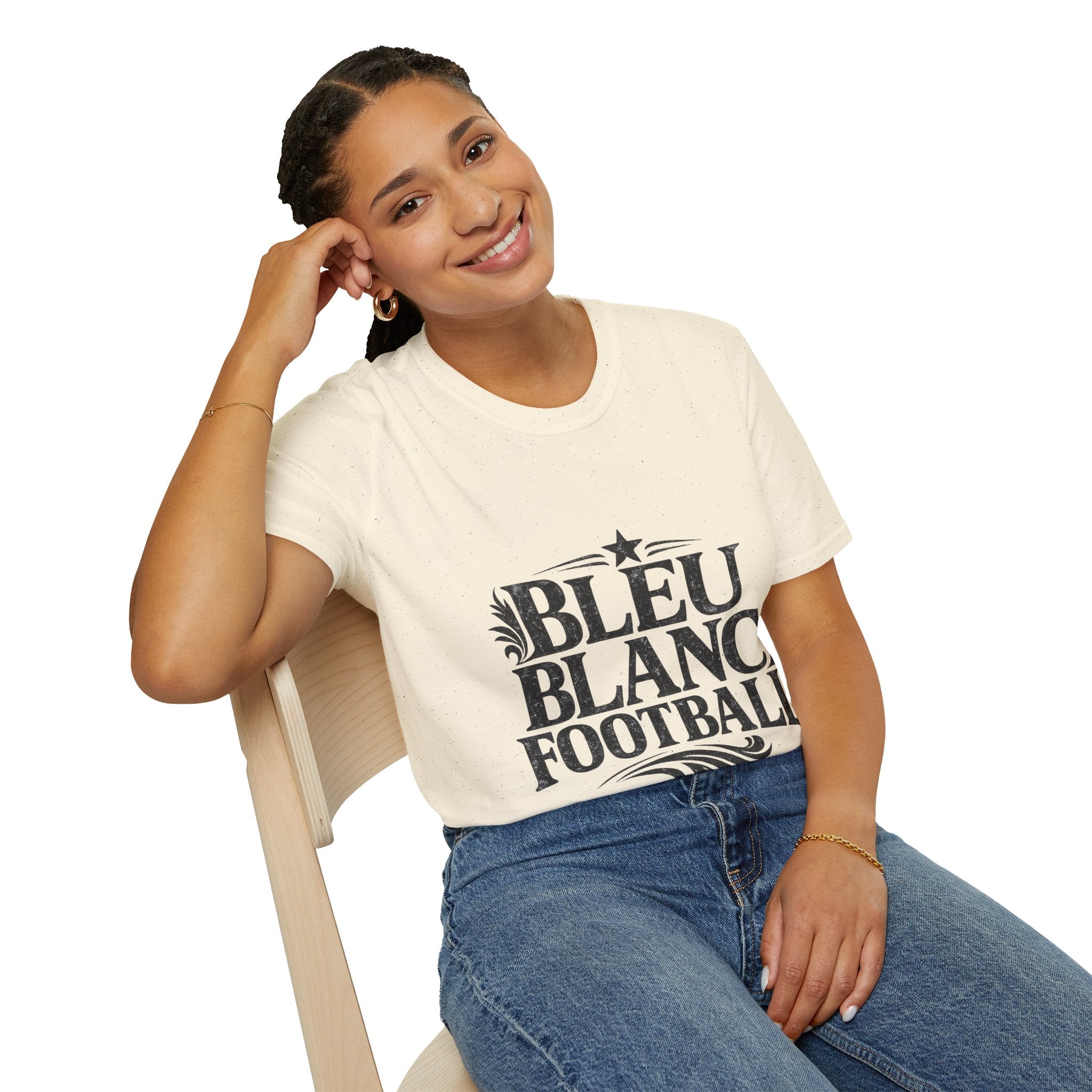 France Bleu Blanc Football T-Shirt — Vintage French Football Tee