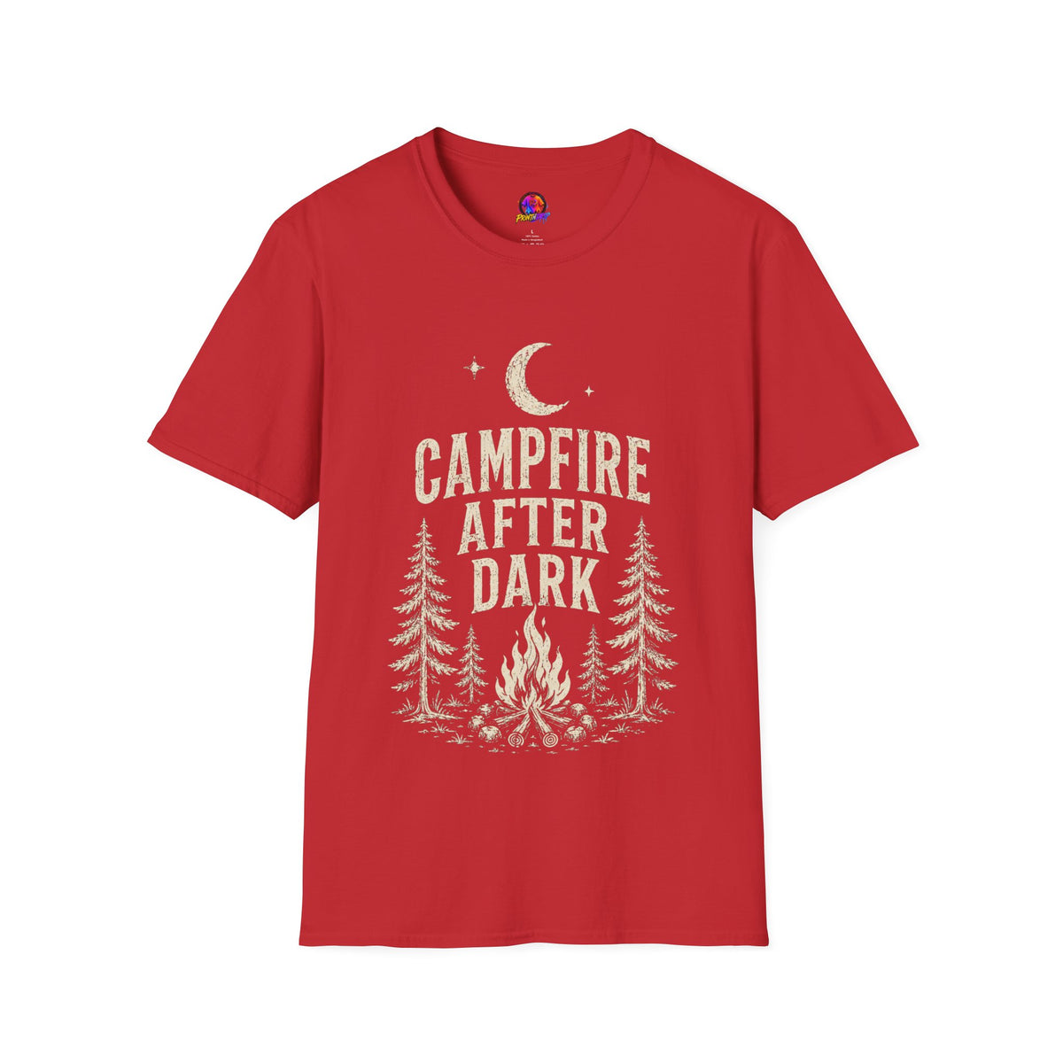 Campfire After Dark T-Shirt — Vintage Moon & Pine Camping Tee