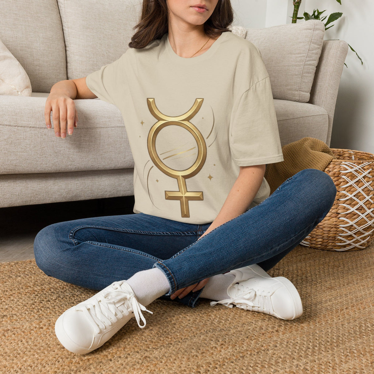 Virgo Zodiac  Mercury Astrology T-Shirt — Gold  Symbol Zodiac Tee