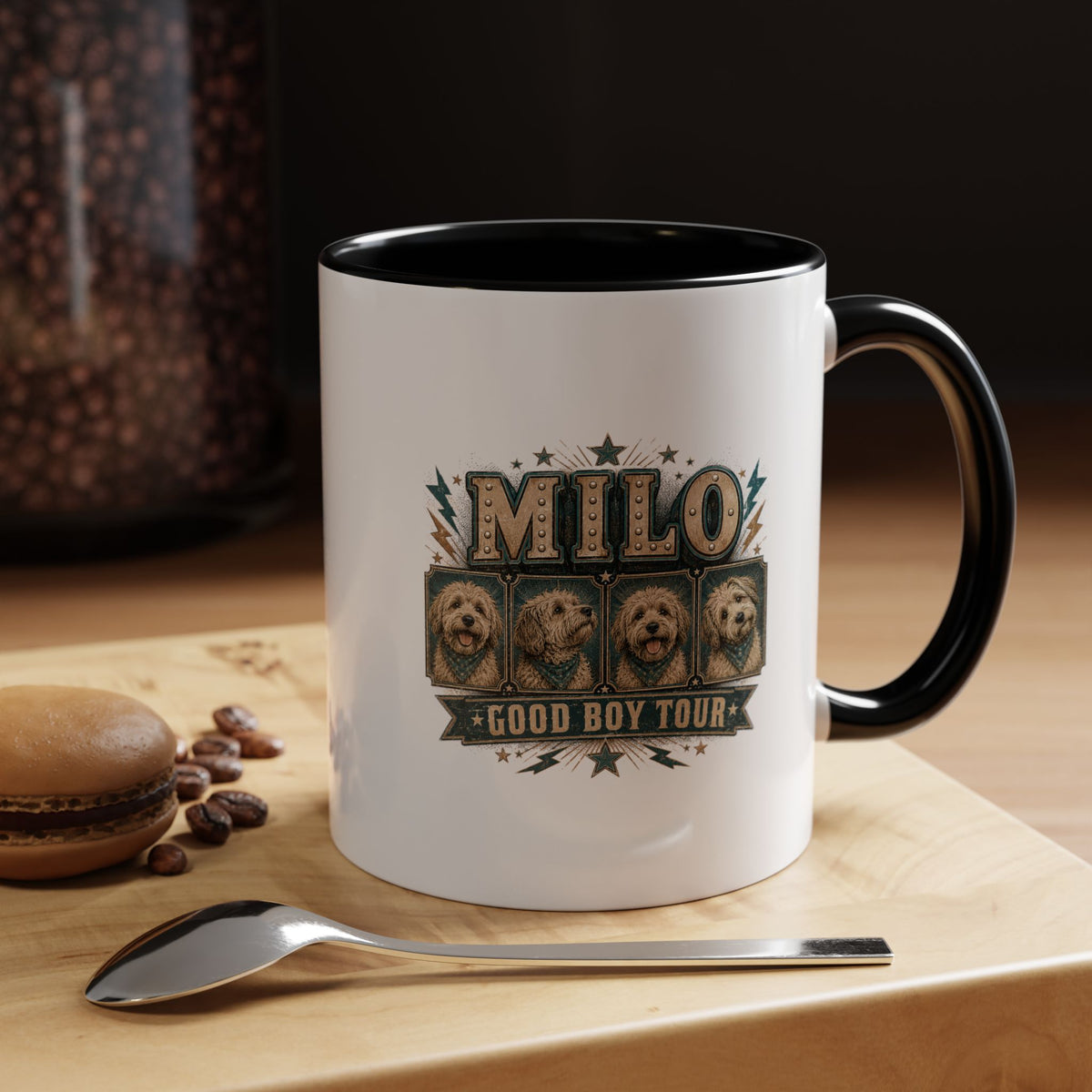 Milo Bailey Dog Dad Mom Milo 'Good Boy Tour' Accent Coffee Mug — Personalized Dog Lover Gift