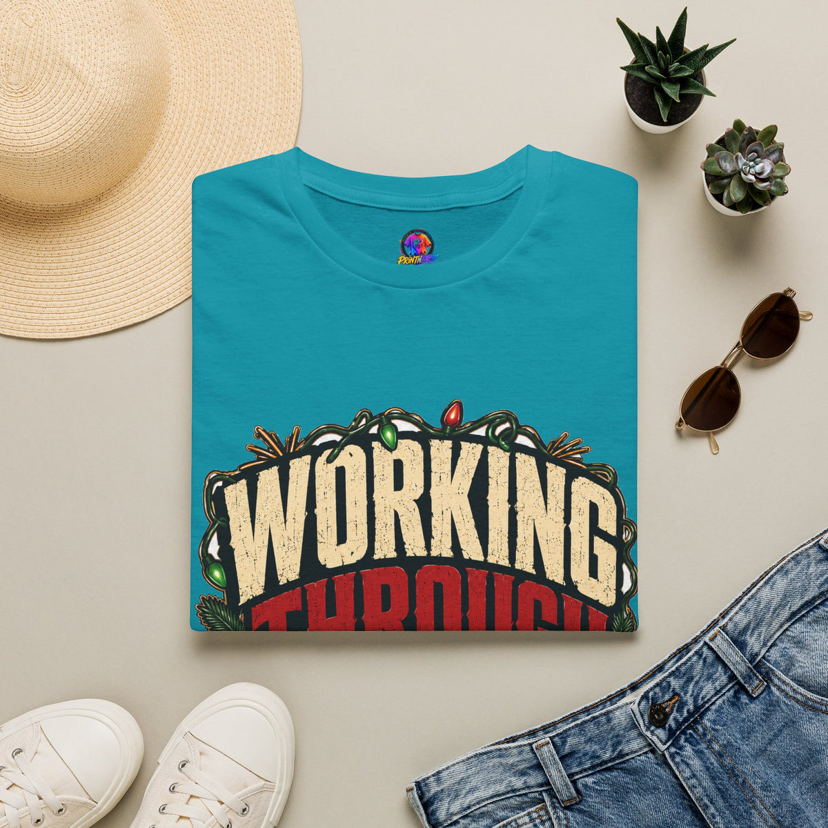 Working Through Christmas T-Shirt — Funny Holiday Nurse/Worker Gift