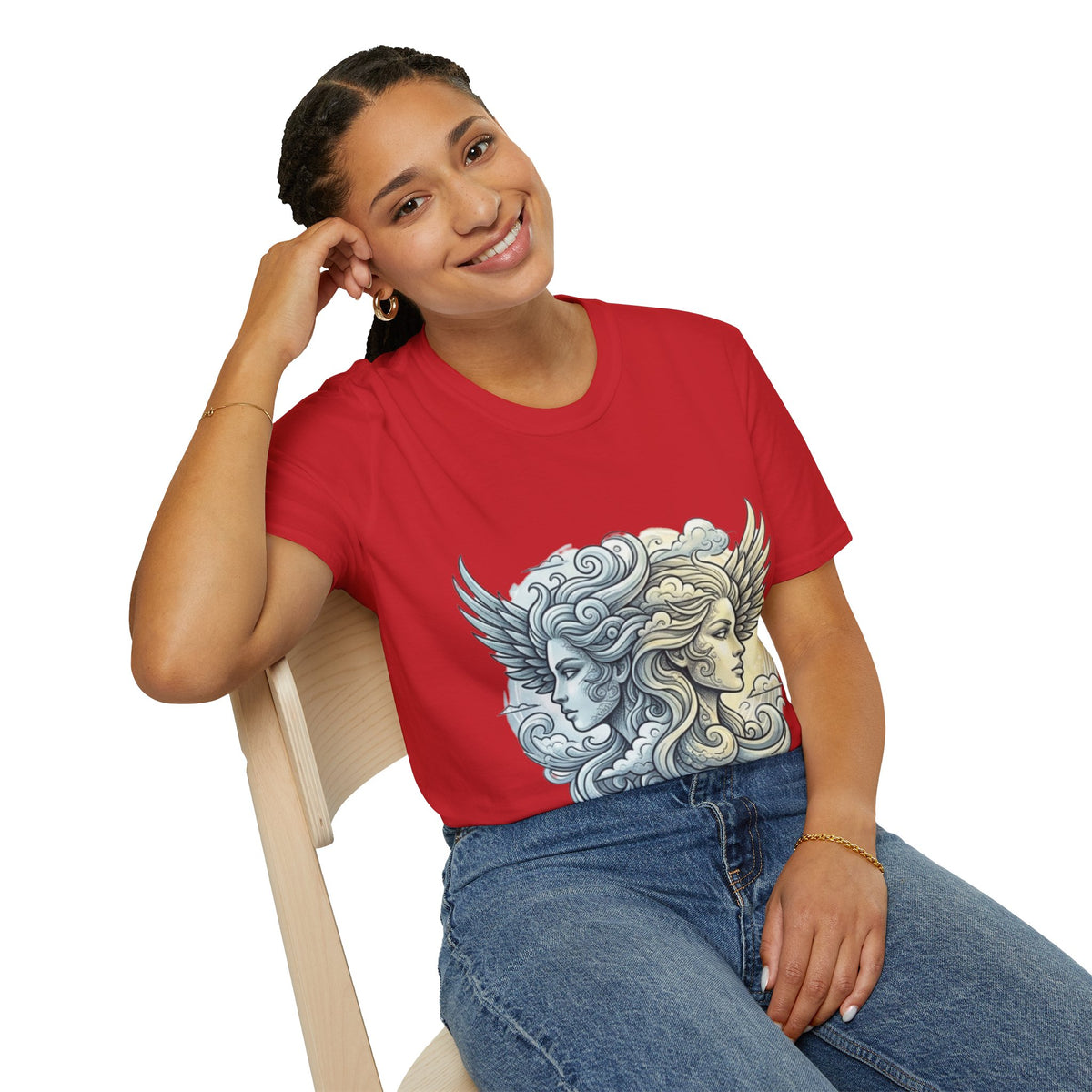 Mythic Moon & Sun Faces T-Shirt — Celestial Duality Graphic Tee