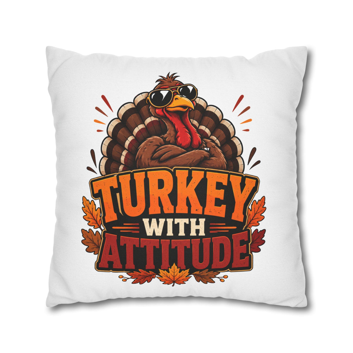 Thanksgiving Turkey With Attitude Pillowcase — Funny Thanksgiving Decorative Pillow Cover