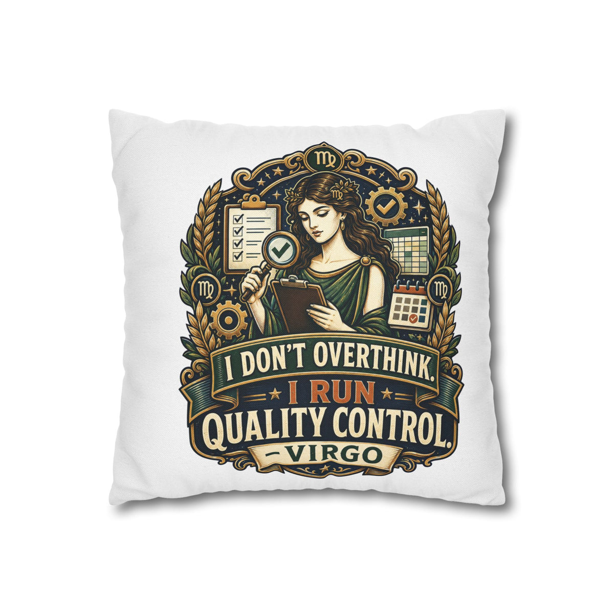 Virgo Quality Control Pillowcase — “I Don't Overthink, I Run Quality Control” Astrology Throw Pillowcase