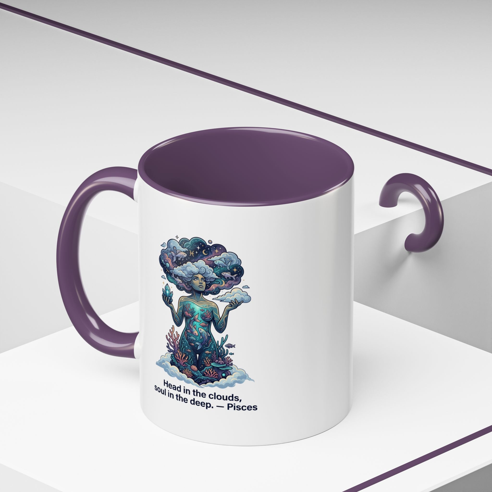Pisces Coffee Mug — "Head in the clouds, soul in the deep" Accent Mug