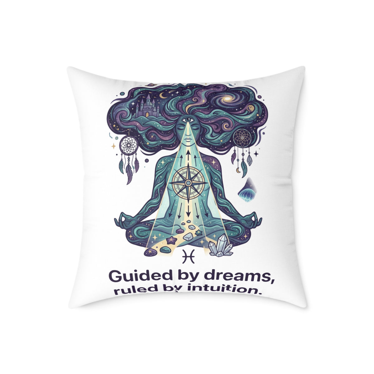 Pisces Zodiac Guided By Dreams Square Poly Canvas Pillow