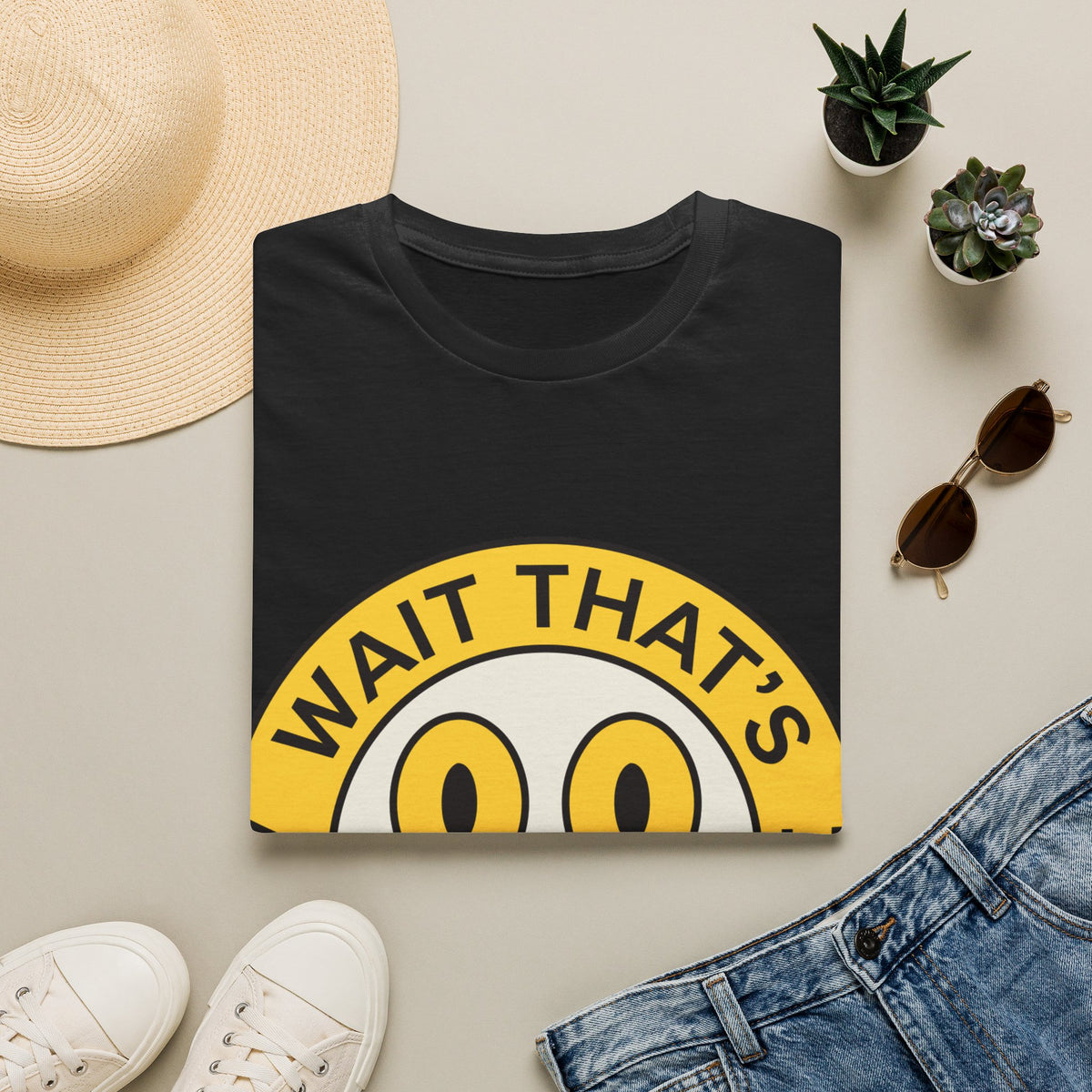 "Wait That's Actually Insane" Yellow Cartoon Face Graphic Tee - Trending Now - September 2026