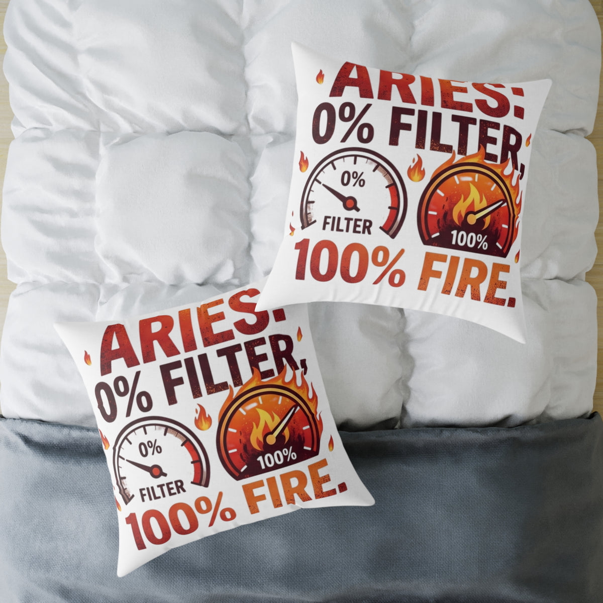 Aries 0% Filter 100% Fire Square Poly Canvas Pillow