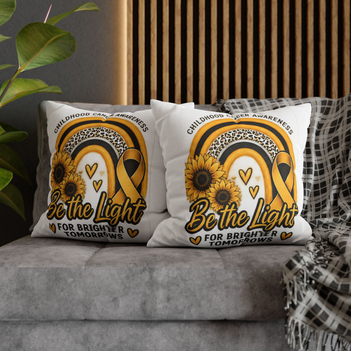 Childhood Cancer Awareness Pillowcase — "Be the Light for Brighter Tomorrows"