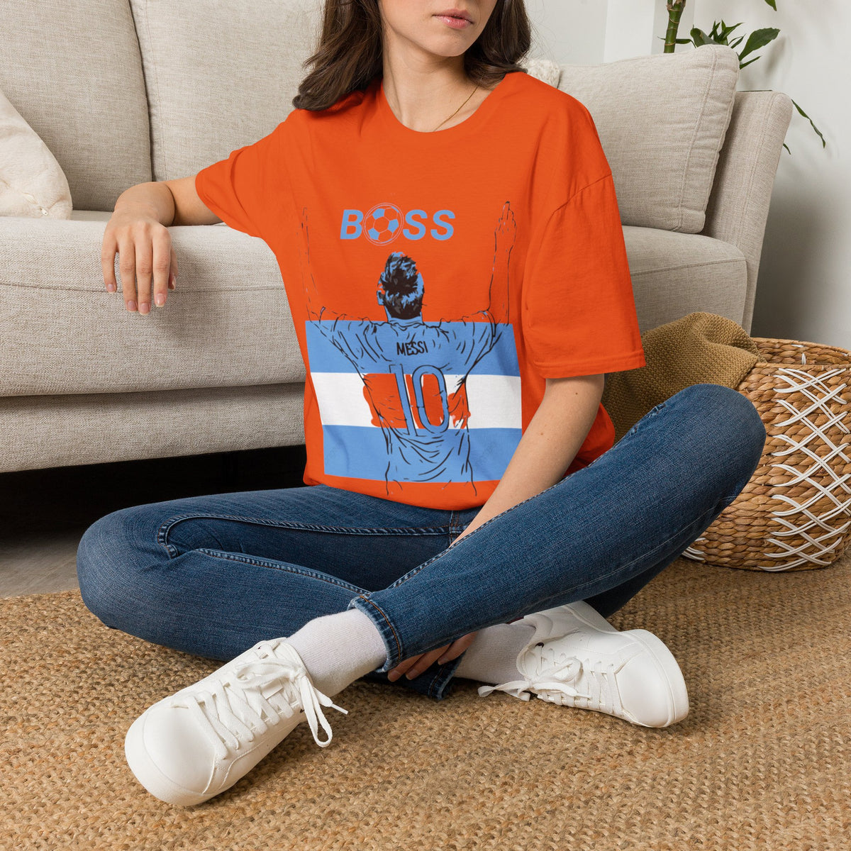 Soccer Boss T‑Shirt — 'BOSS' Striped Football Player Graphic Tee