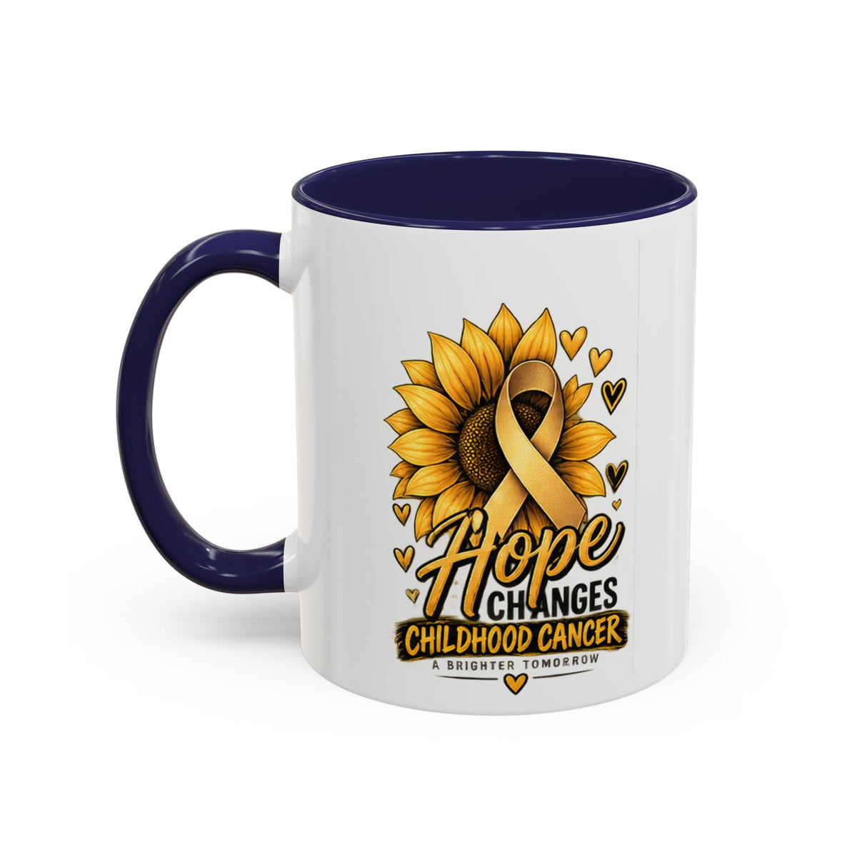 Hope Changes Childhood Cancer Mug – Gold Ribbon Sunflower Accent Coffee Cup (11/15oz)