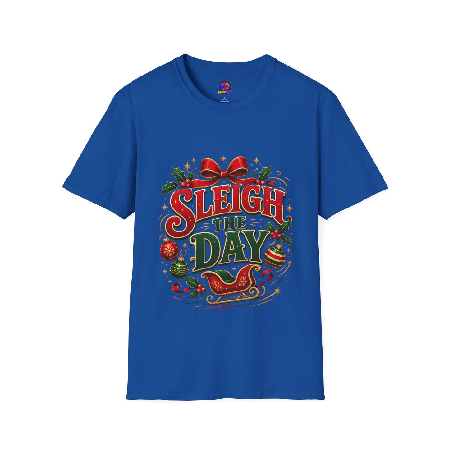 Christmas T-Shirt — "Sleigh the Day" Holiday Graphic Tee