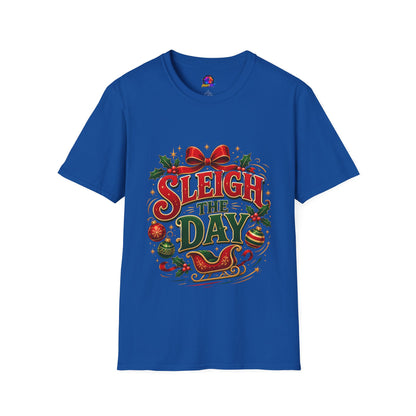 Christmas T-Shirt — "Sleigh the Day" Holiday Graphic Tee