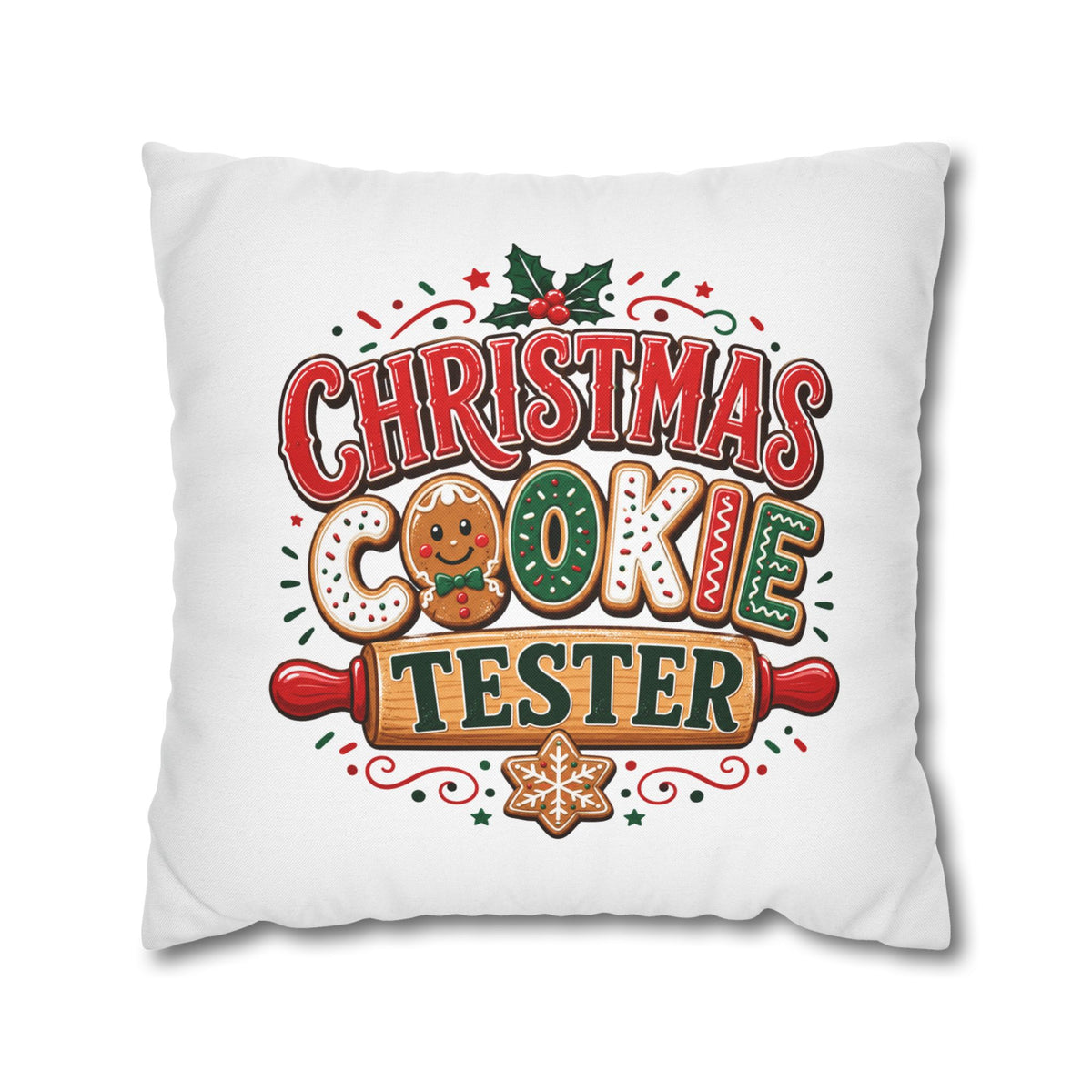 Christmas Cookie Tester Pillowcase — Holiday Decorative Throw Pillow Cover