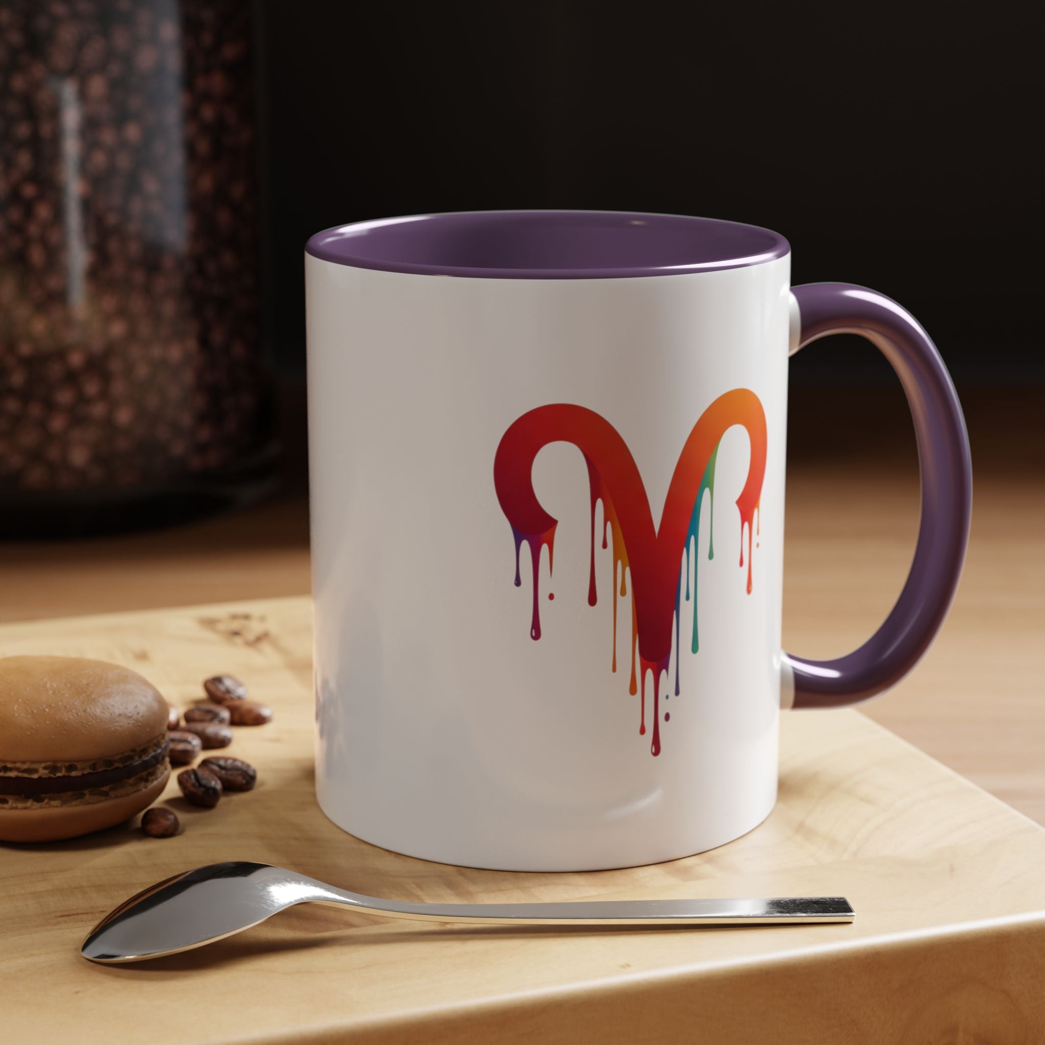 Rainbow Drip Heart Coffee Mug — Colorful Art Accent Mug