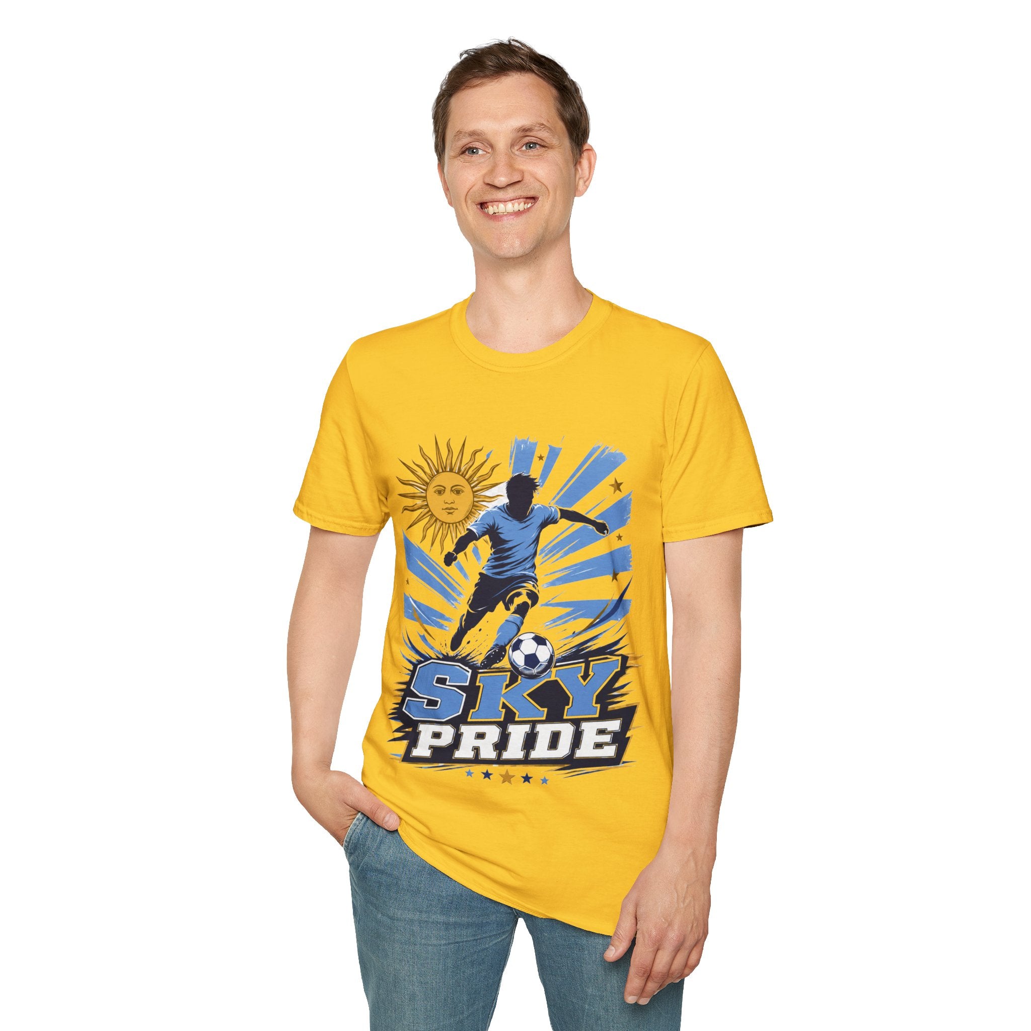 Uruguay Soccer Sky Pride T-Shirt — Argentina Sun Football Graphic Tee