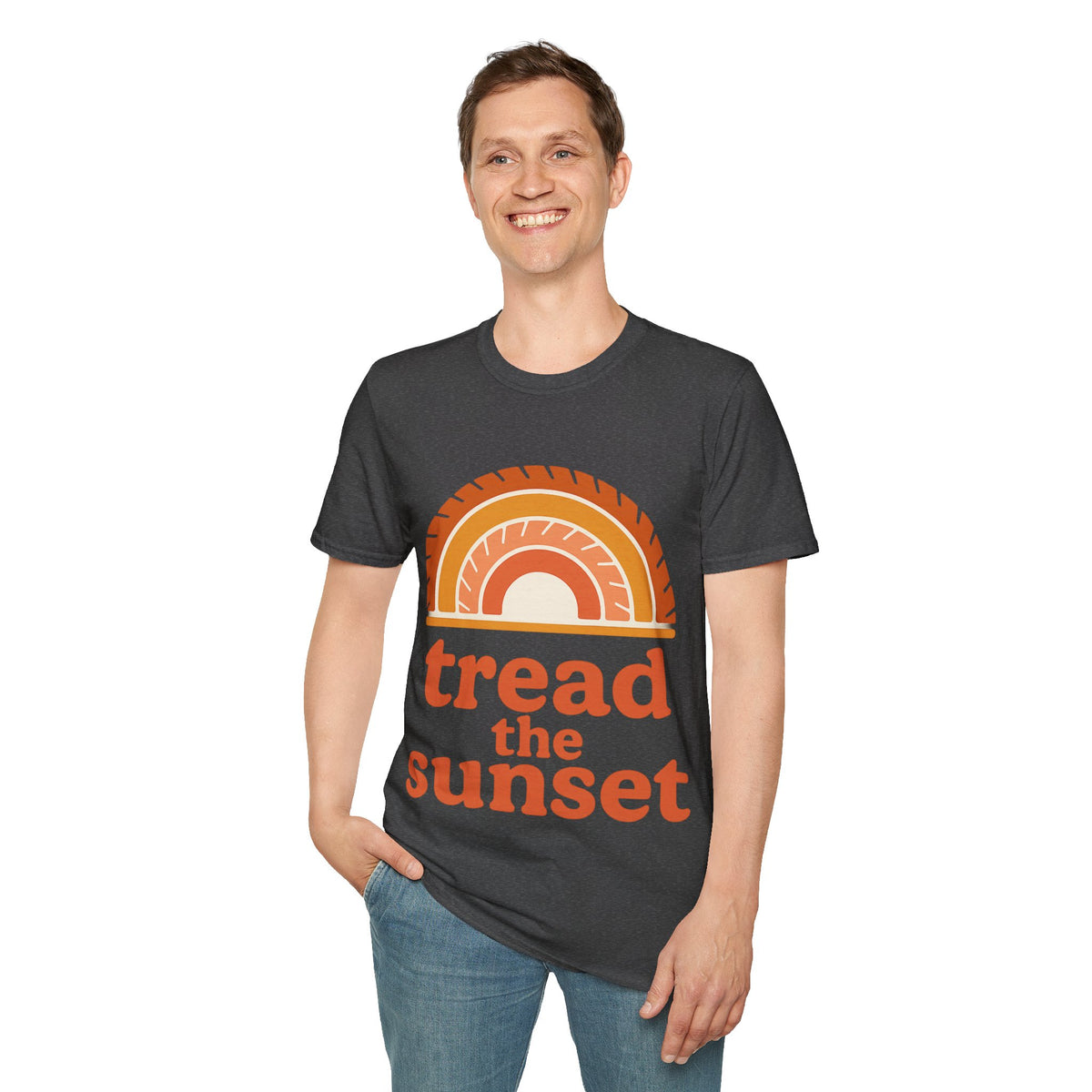 Tread The Sunset Boho Rainbow T-Shirt, Retro Wanderlust Hiking Outdoor Graphic Tee - Trending Now - September 2026