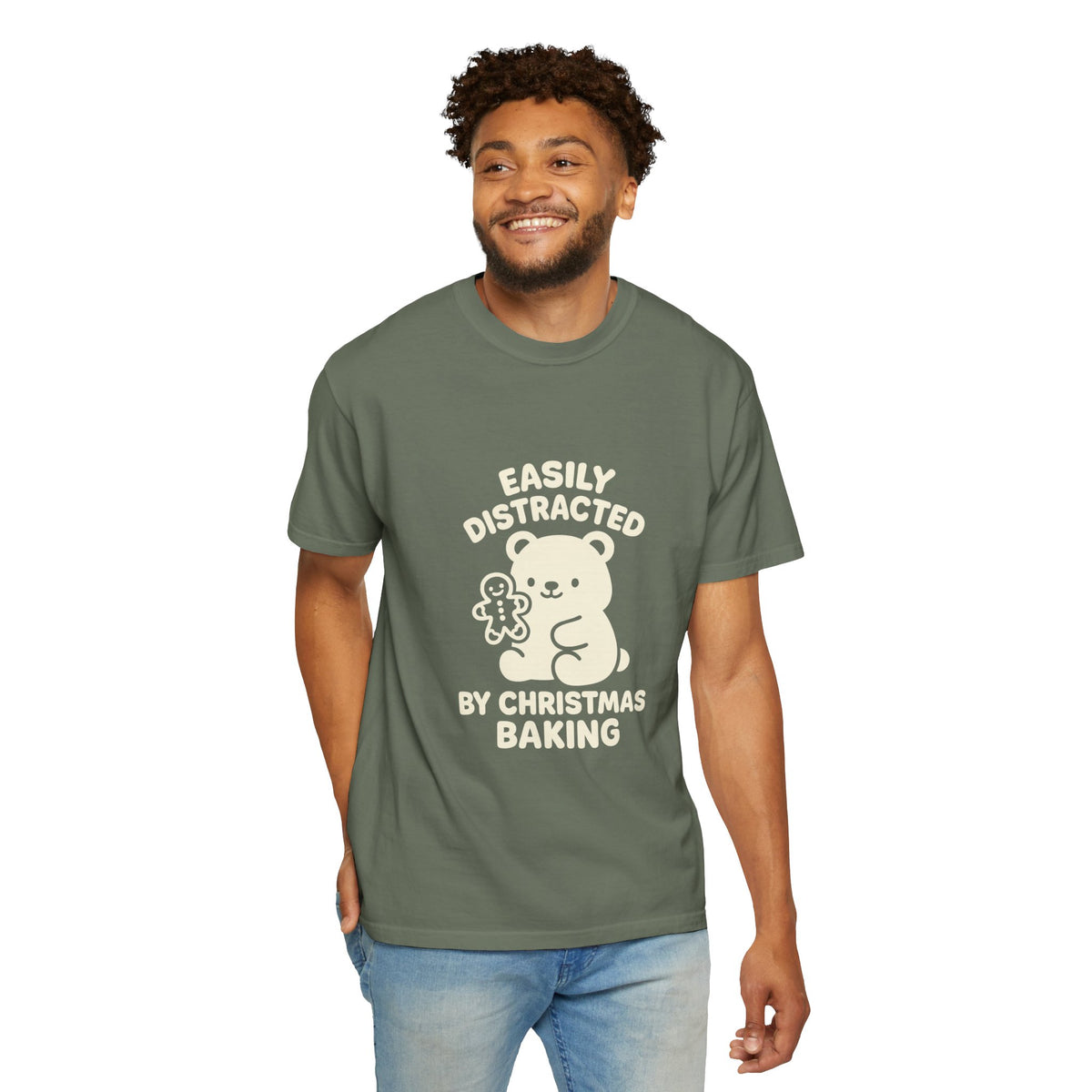 T-Shirt — "Easily Distracted by Christmas Baking" Cute Bear Holiday Tee- Trending Now - October 2026