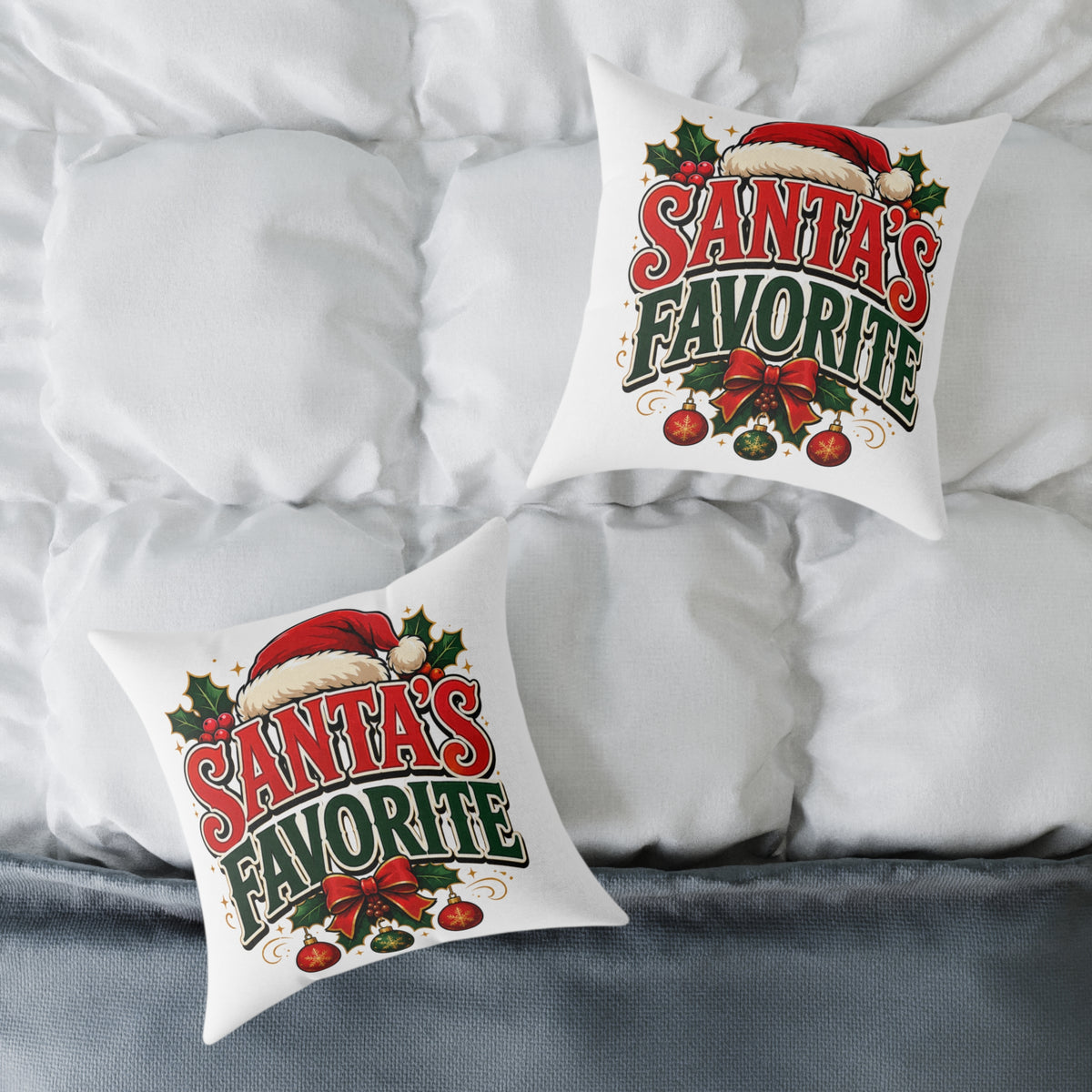 Santa's Favorite Christmas Pillow - Festive Holiday Throw Cushion