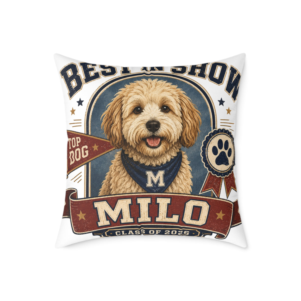 Best in Show Personalized Dog Pillow  Milo Bailey Dog Dad Mom — Milo Name Pet Throw Pillow