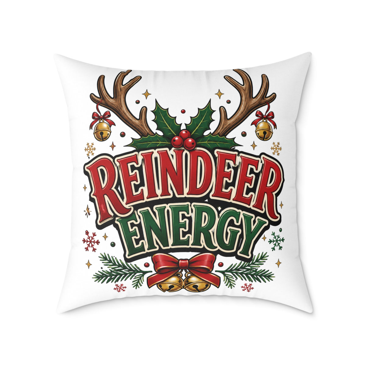 Reindeer Energy Christmas Throw Pillow