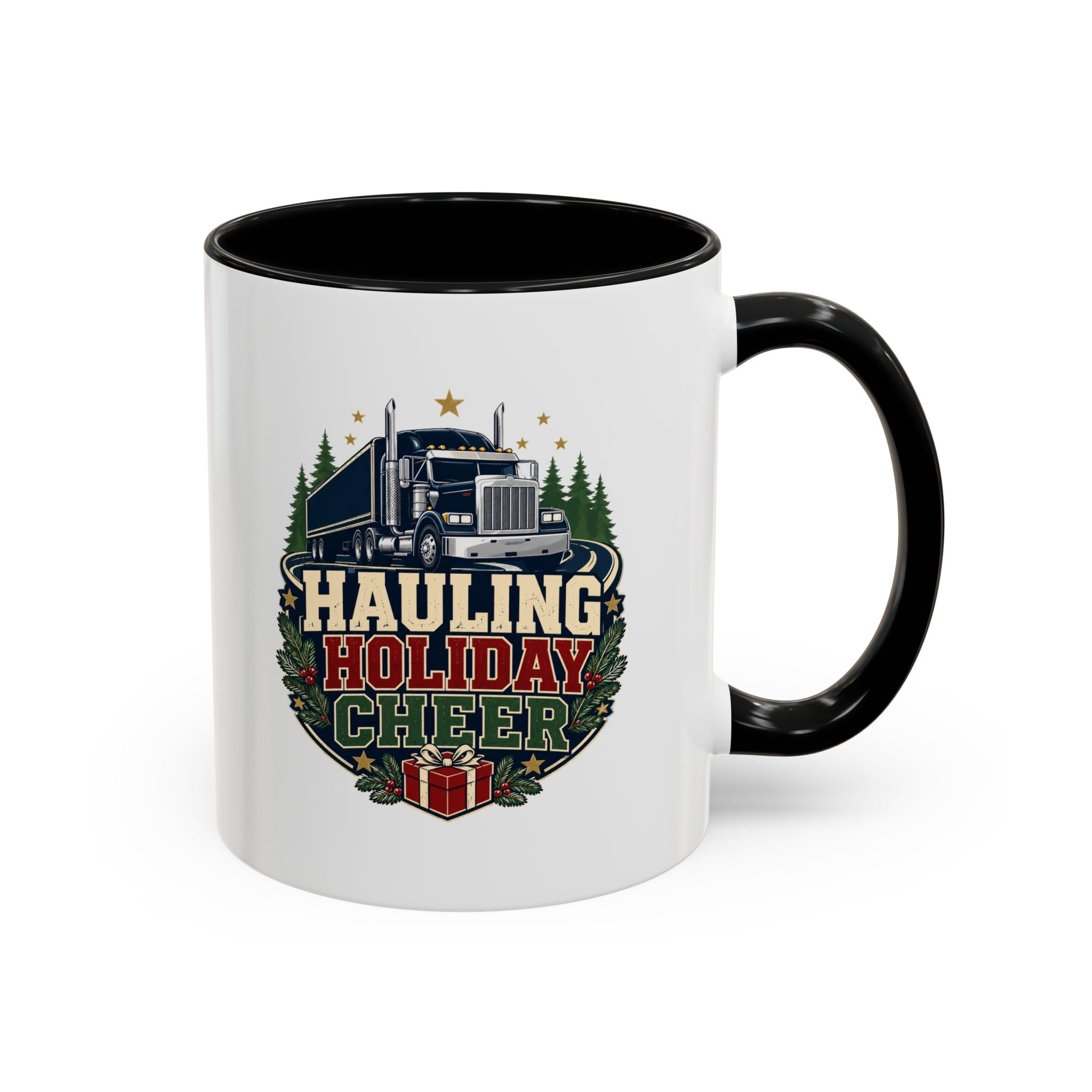 Modern Day Christmas Hauling Holiday Cheer Coffee Mug