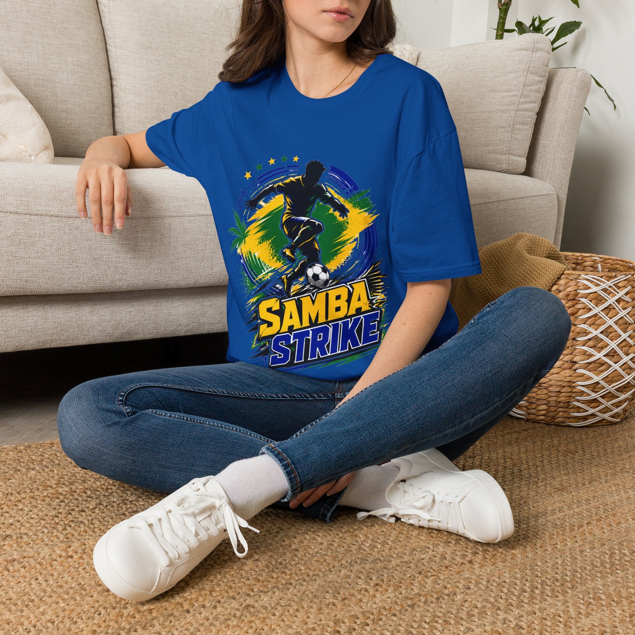 Brazil  Samba Strike Soccer T-Shirt — Brazilian Football Player Graphic Tee