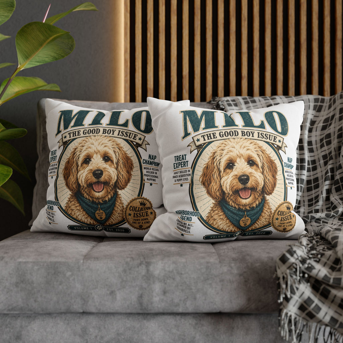 Milo "The Good Boy Issue" Decorative Pillowcase Milo Bailey Dog Dad Mom