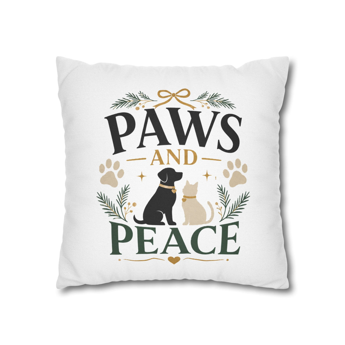 Christmas Paws and Peace Throw Pillowcase — Pet Holiday Decorative Cushion Cover