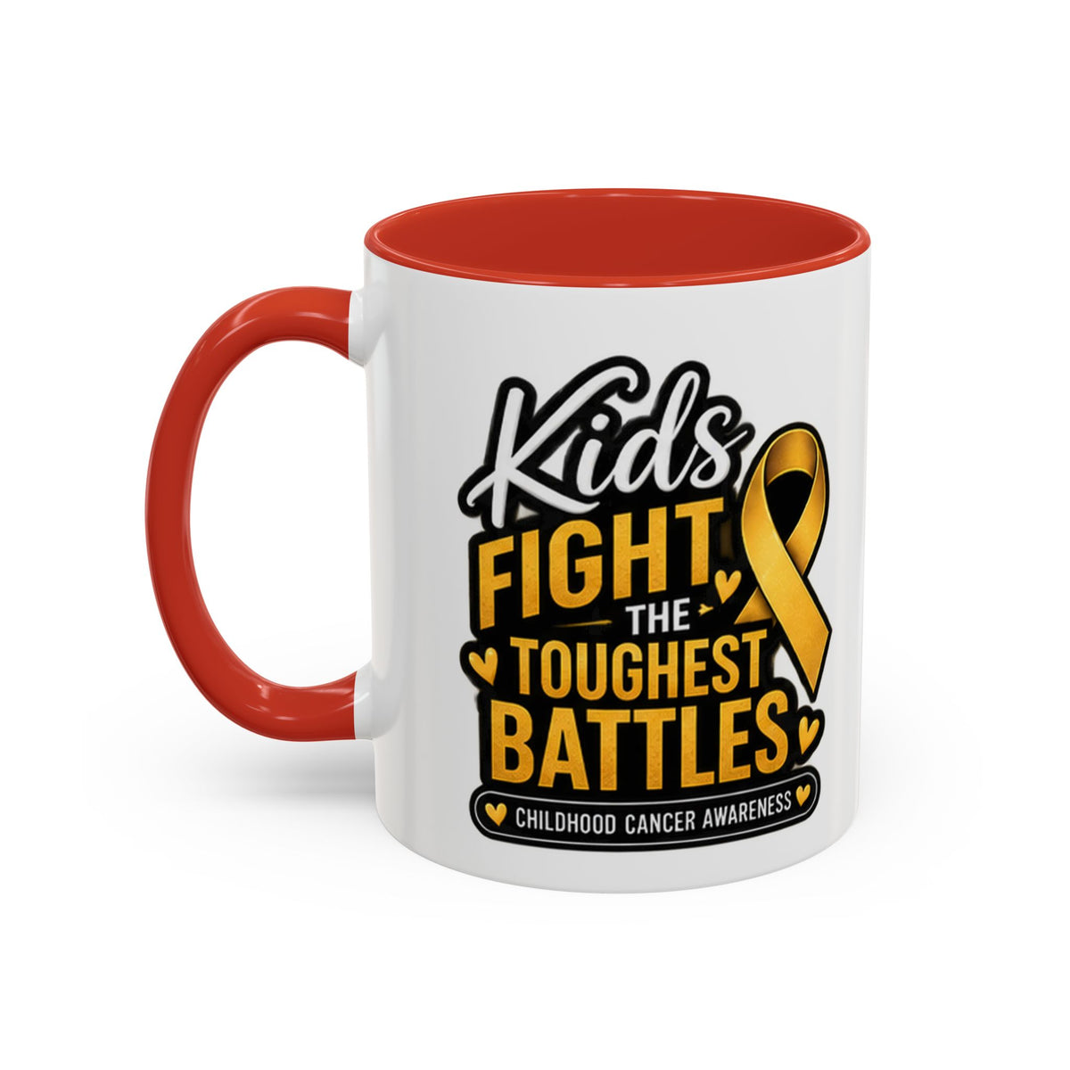Childhood Cancer Awareness Accent Coffee Mug - "Kids Fight the Toughest Battles" (11/15oz)