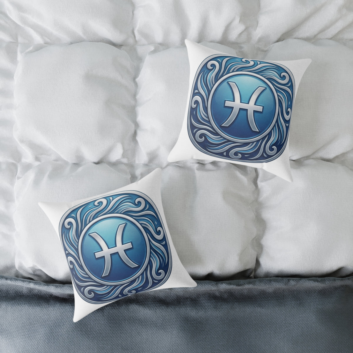 Pisces Zodiac Astrological Square Poly Canvas Pillow