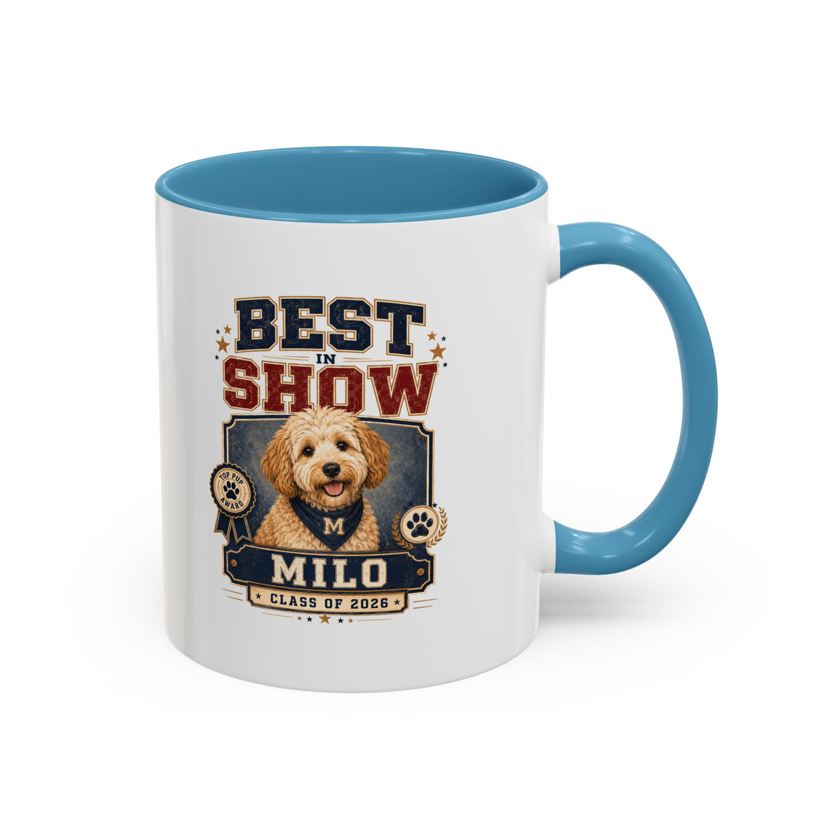 Milo Bailey Dog Dad Mom Best in Show Personalized Dog Photo Coffee Mug — Custom Name & Year