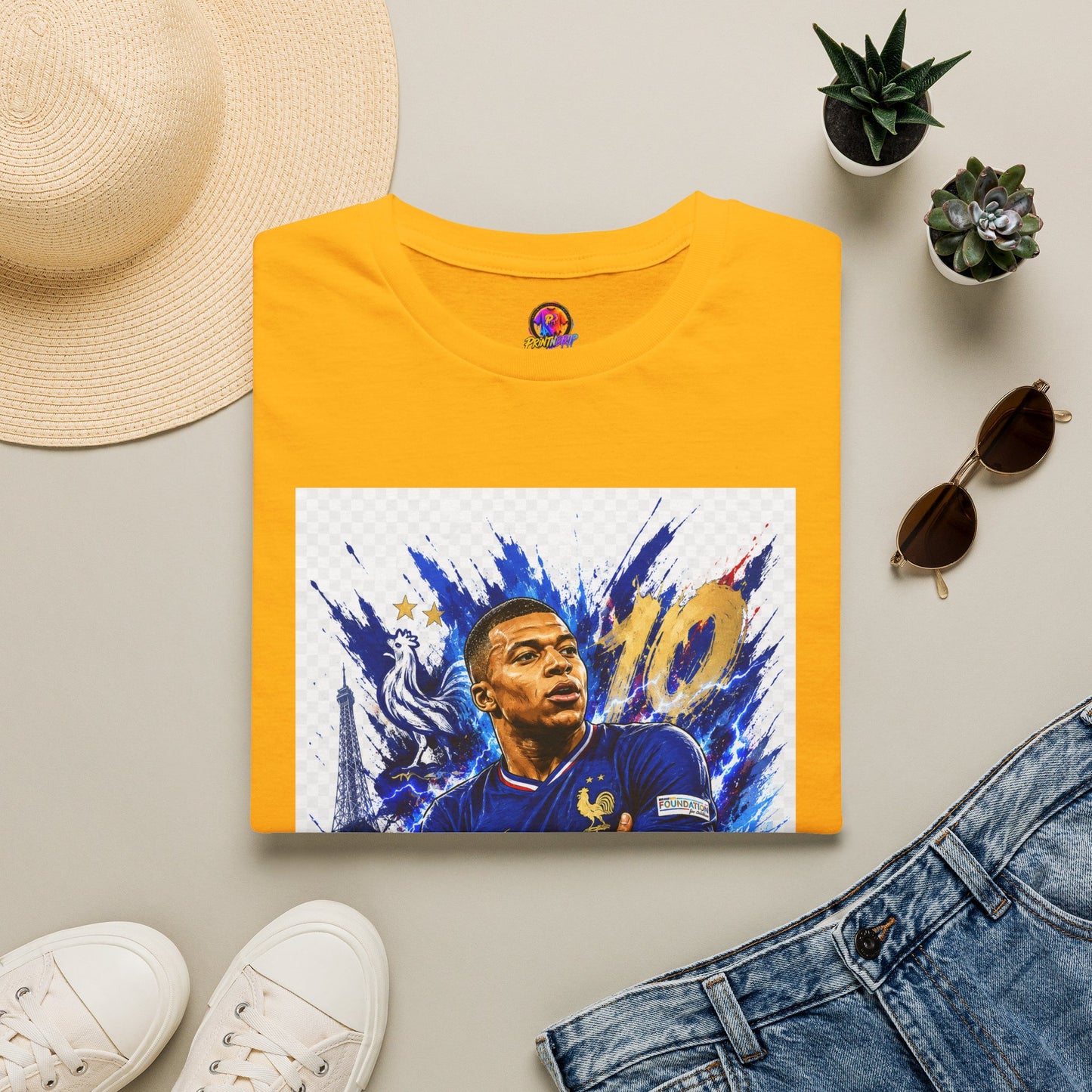 France Mbappé Soccer T-Shirt — #10 Blue Action Portrait Tee