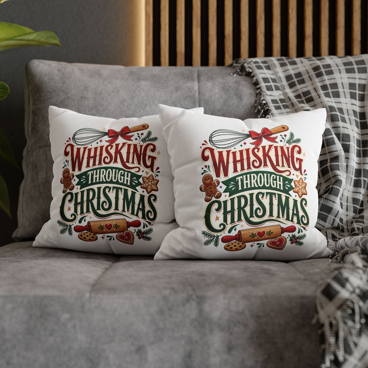 Christmas Whisking Through Christmas Spun Polyester Square Pillowcase
