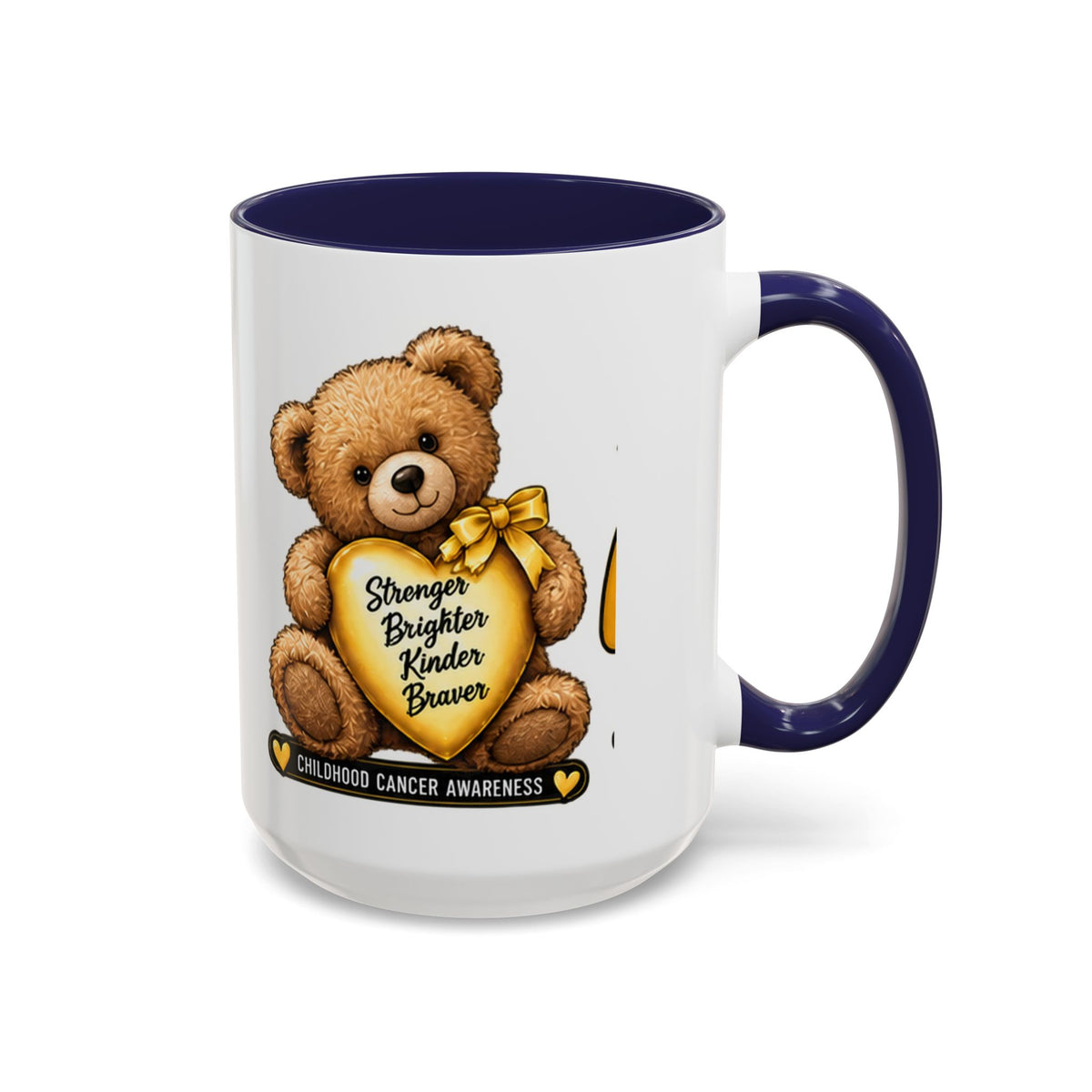 Gold Ribbon Teddy Bear Childhood Cancer Awareness Accent Mug (11/15oz)
