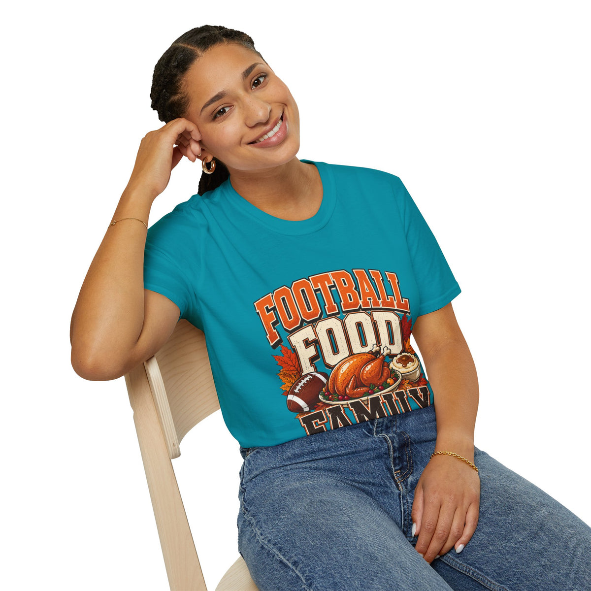 Thanksgiving T-Shirt Football Food Family T-Shirt — Thanksgiving Tailgate Tee for Fans