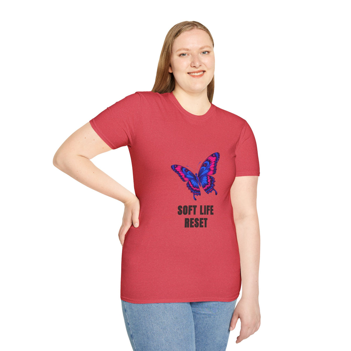 Butterfly 'Soft Life Reset' T-Shirt — Vibrant Pink & Blue Graphic Tee - Trending Now - August 2026