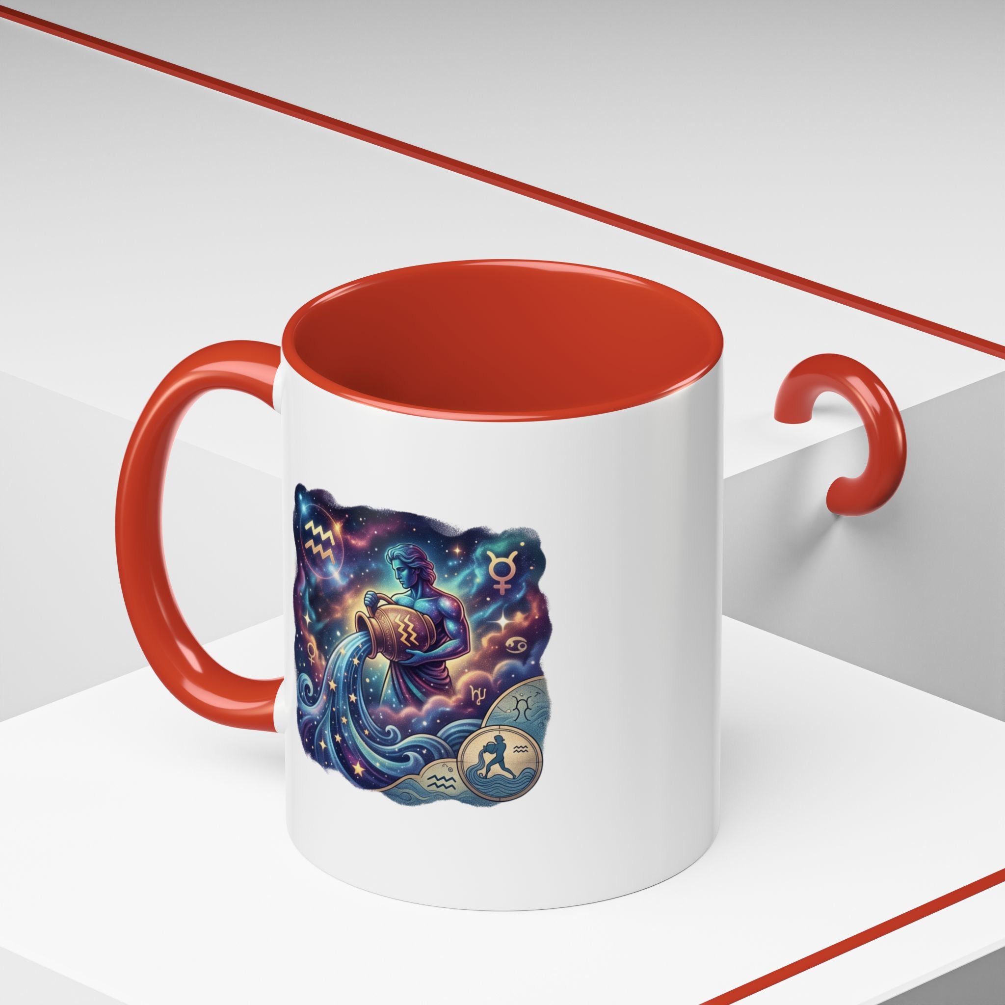 Aquarius Zodiac Coffee Mug — Celestial Water Bearer Accent Mug