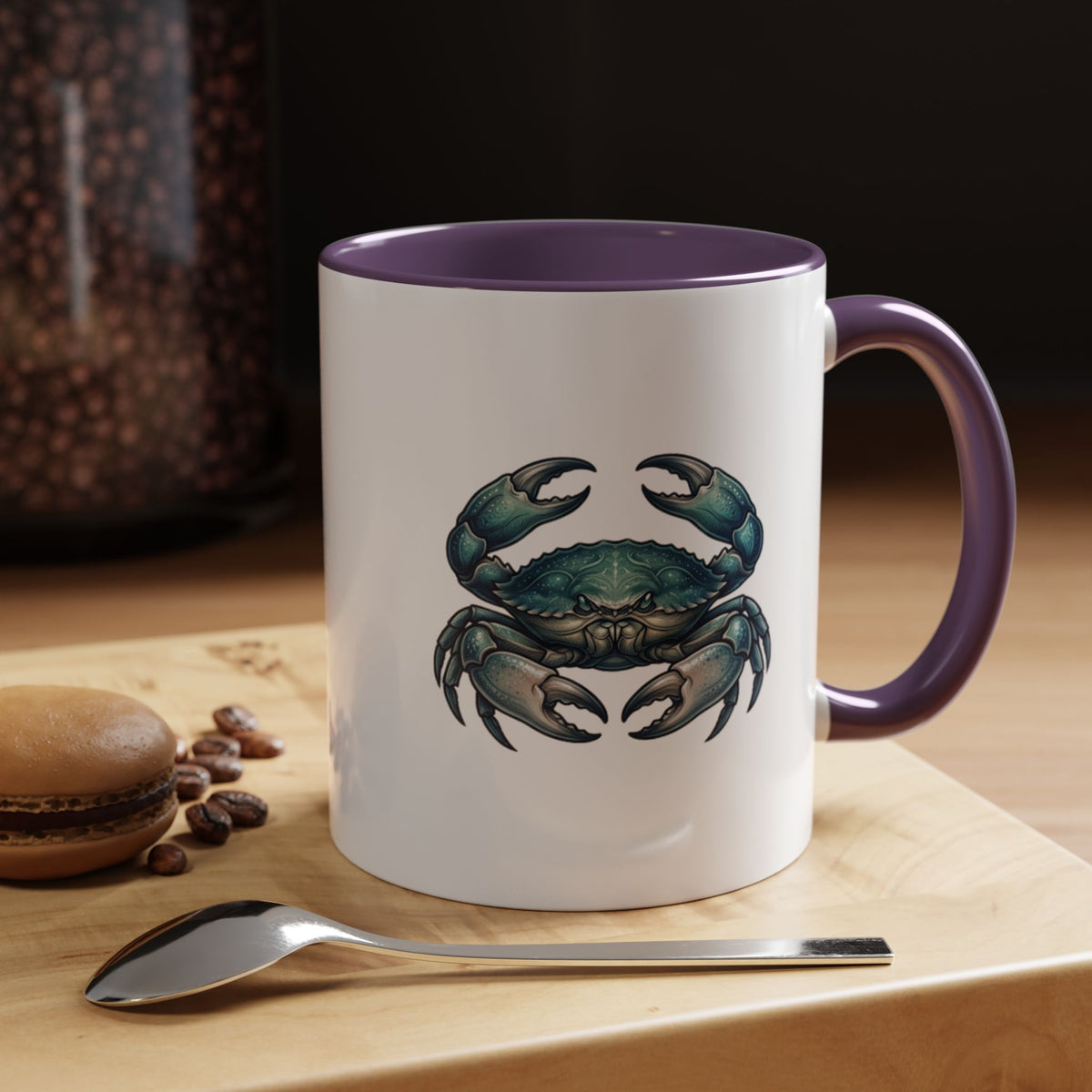 Cancer Zodiac Blue Crab Accent Coffee Mug — Nautical Beach Home Decor Gift