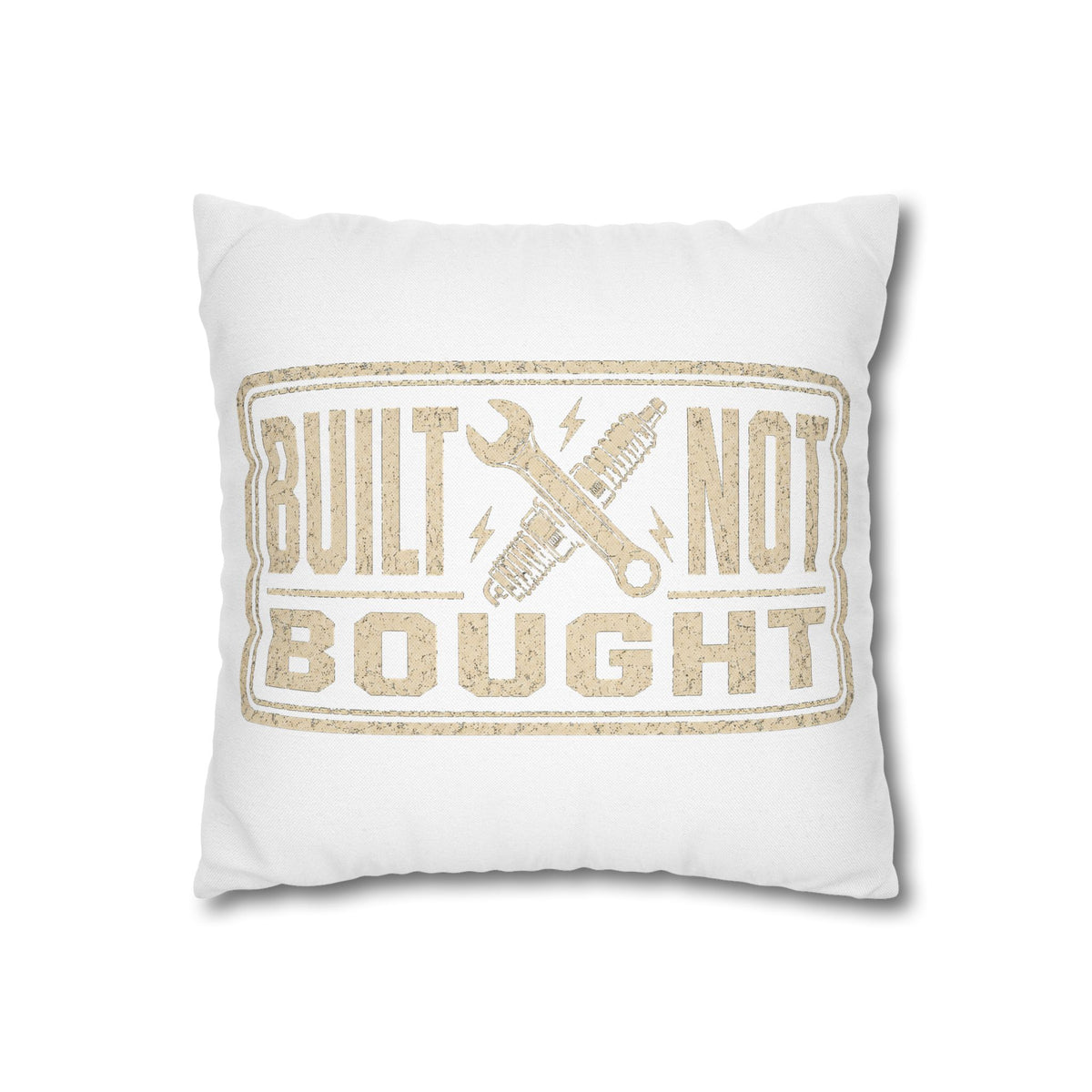 Built Not Bought Pillowcase Milo Bailey Dog Dad Mom — Rustic Mechanic Accent Pillow