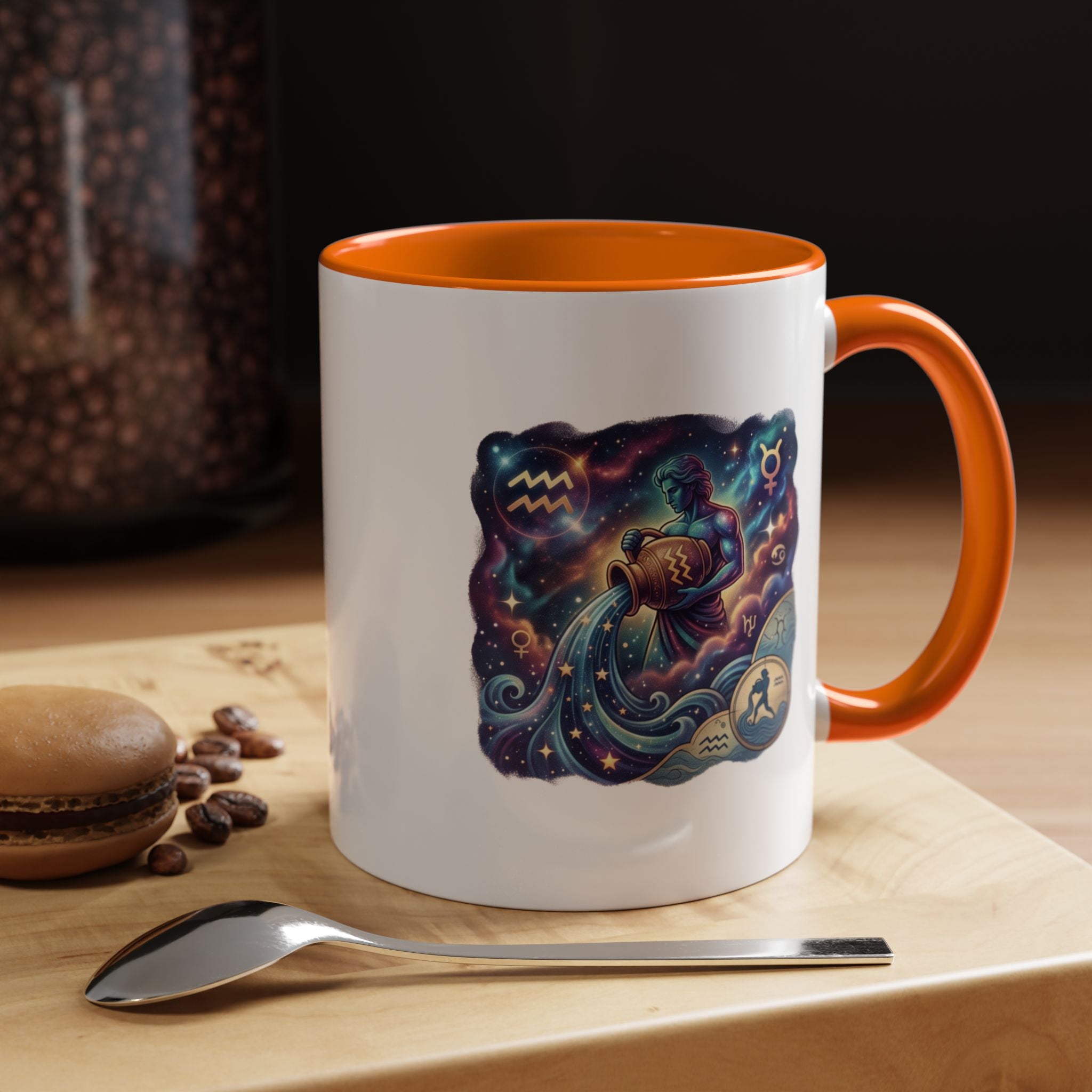 Aquarius Zodiac Coffee Mug — Celestial Water Bearer Accent Mug