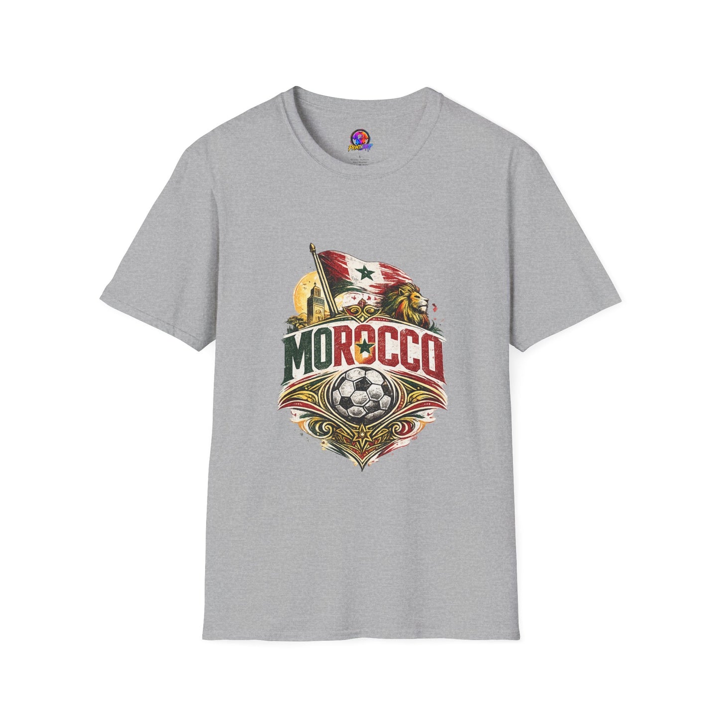 Morocco Soccer T-Shirt — Vintage Flag & Lion Football Tee
