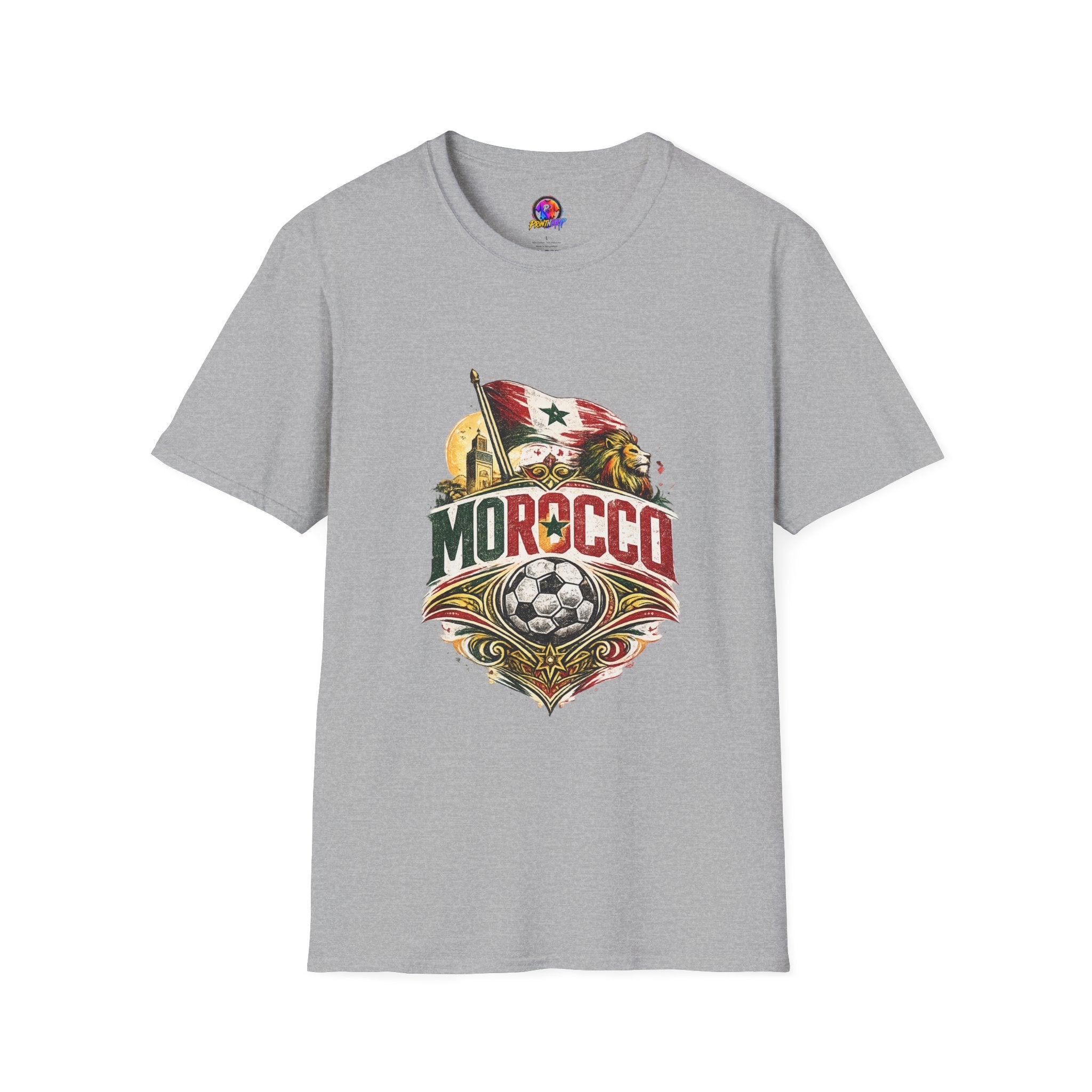 Morocco Soccer T-Shirt — Vintage Flag & Lion Football Tee