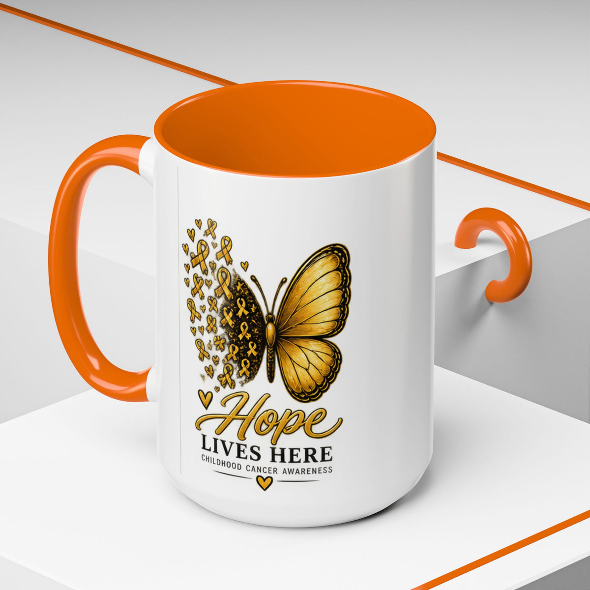 Hope Lives Here Childhood Cancer Awareness Accent Coffee Mug