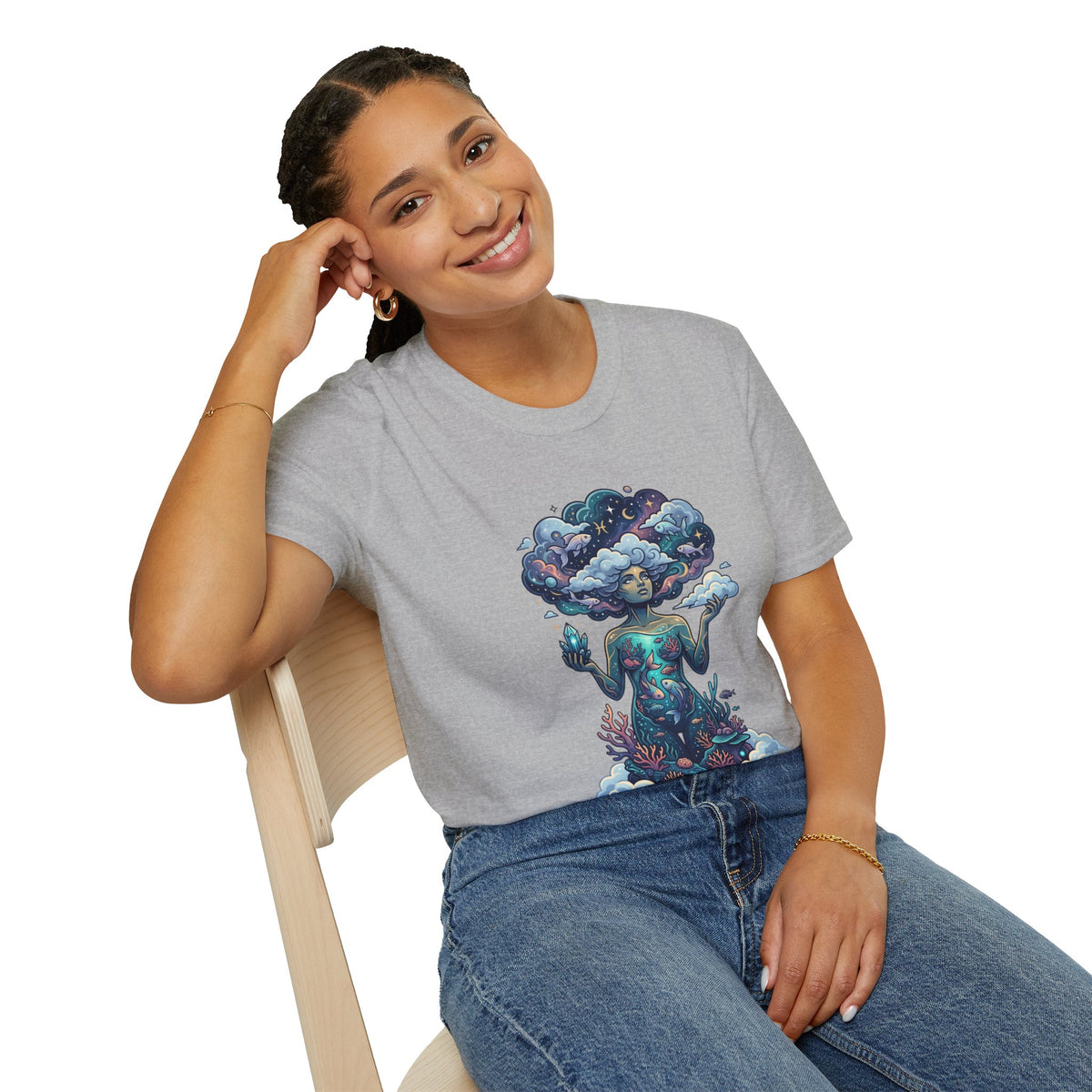 Dreamscape Goddess T-Shirt — 'Head in the Clouds' Surreal Art Tee
