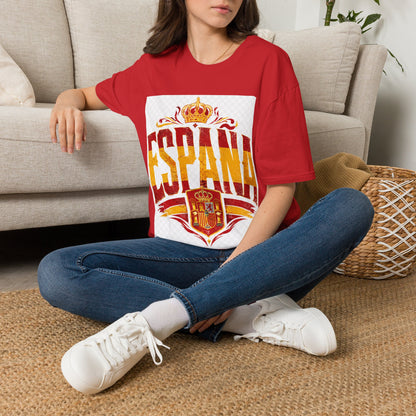 Spain Crown Graphic T-Shirt — Spanish Flag Vintage Crest Tee