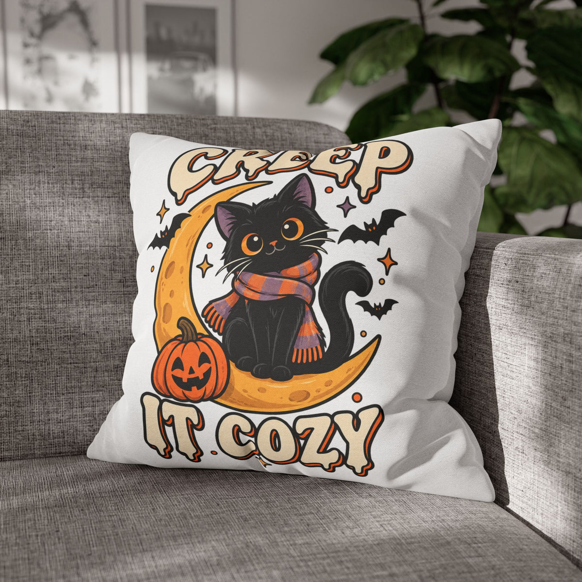 Creep It Cozy Halloween Cat Pillowcase