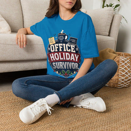 Office Holiday Survivor T-Shirt — Coffee, Deadlines & Cheer Work Shirt