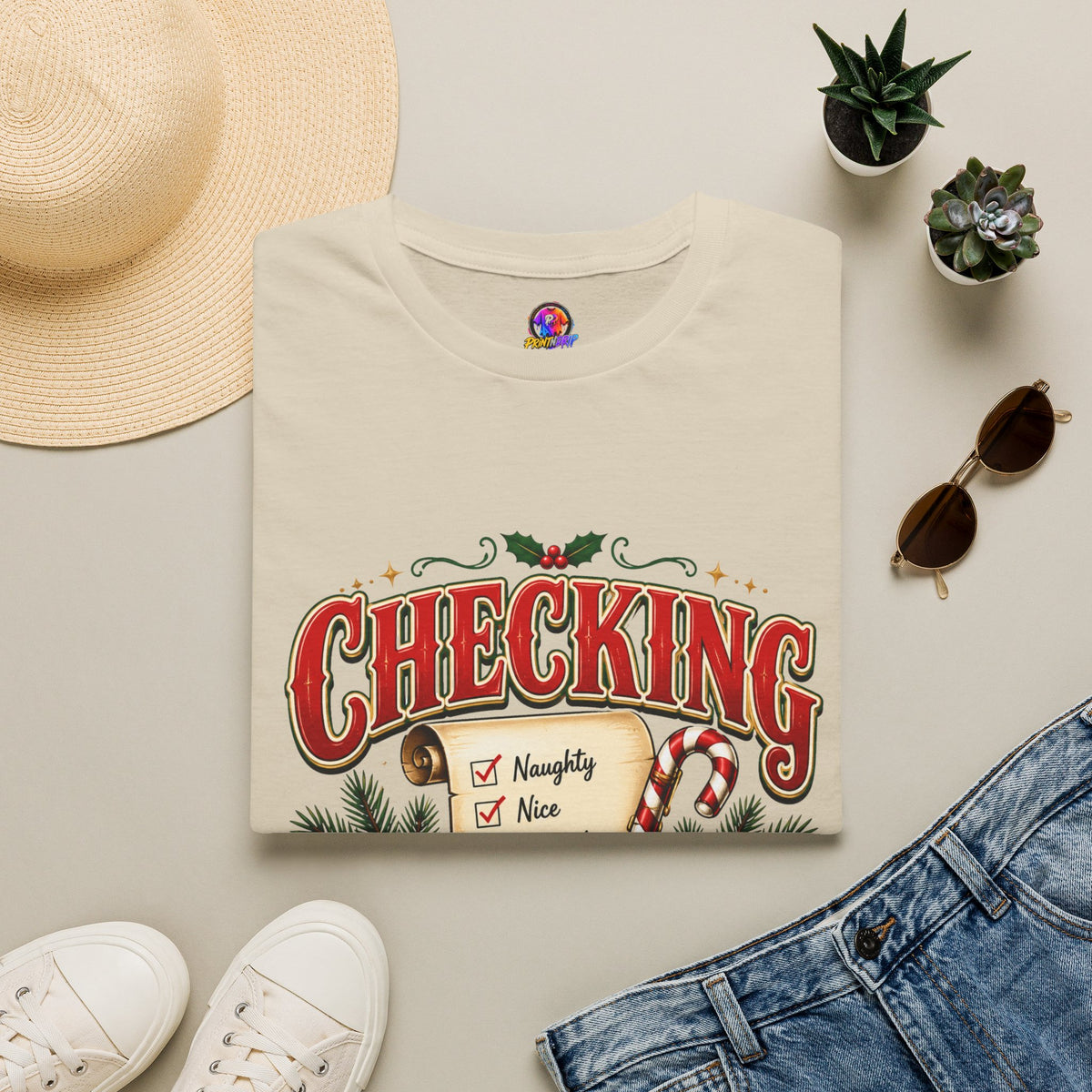 Checking It Twice Christmas T-Shirt — Naughty or Nice Holiday Tee