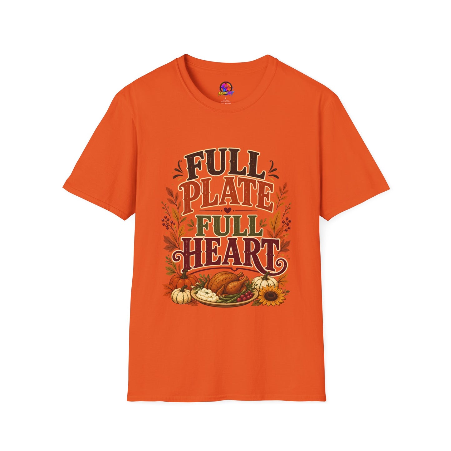 Thanksgiving T-Shirt - "Full Plate Full Heart" Fall Harvest Tee